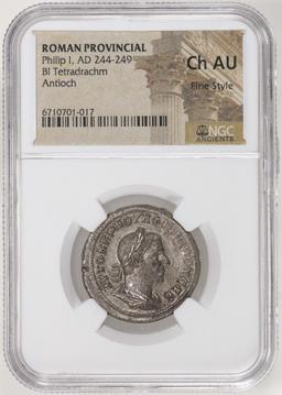 Roman Provincial 244-249 AD Philip I Bi Tetradrachm Ancient Coin NGC Ch AU