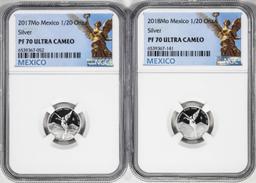 Lot of 2017-2018-Mo Mexico Proof 1/20 oz Silver Libertad Coins NGC PF70 Ultra Cameo