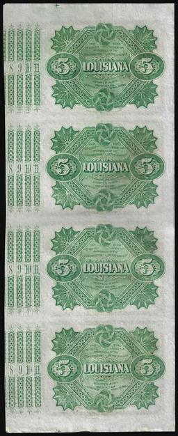 Uncut Sheet of (4) State of Louisiana Baby Bond Obsolete Notes