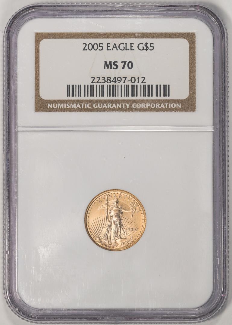 2005 $5 American Gold Eagle Coin NGC MS70