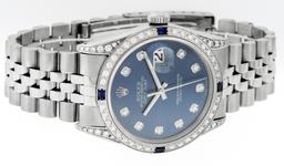 Rolex Mens Stainless Steel Sapphire and Diamond Datejust