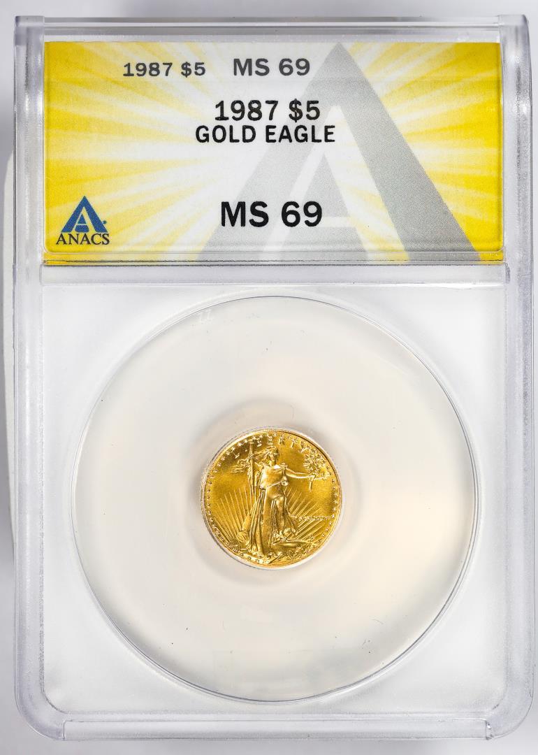 1987 $5 American Gold Eagle Coin ANACS MS69