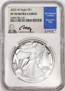 2023-W $1 Proof American Silver Eagle Coin NGC PF70 Ultra Cameo Edmund Moy Signature