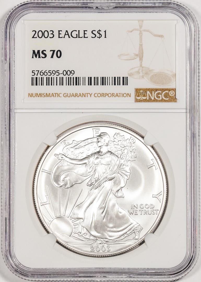 2003 $1 American Silver Eagle Coin NGC MS70