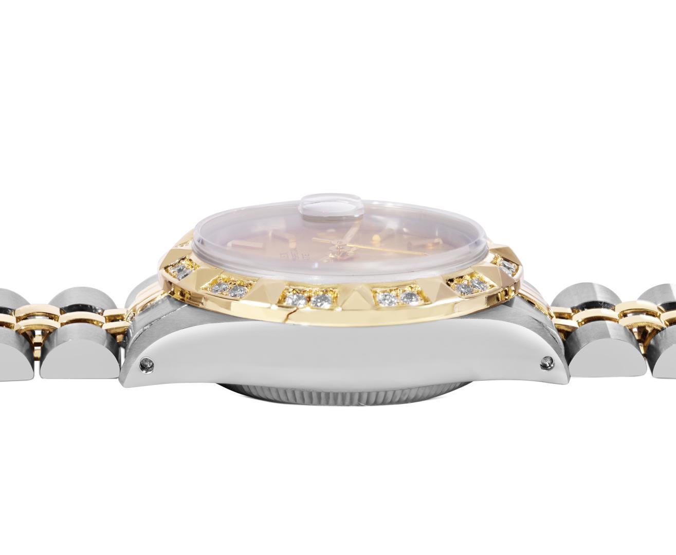 Rolex Ladies Two Tone Champagne Index Diamond Date Wristwatch With Rolex Box