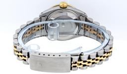 Rolex Ladies Two Tone Blue Vignette Diamond Quickset Datejust Wristwatch