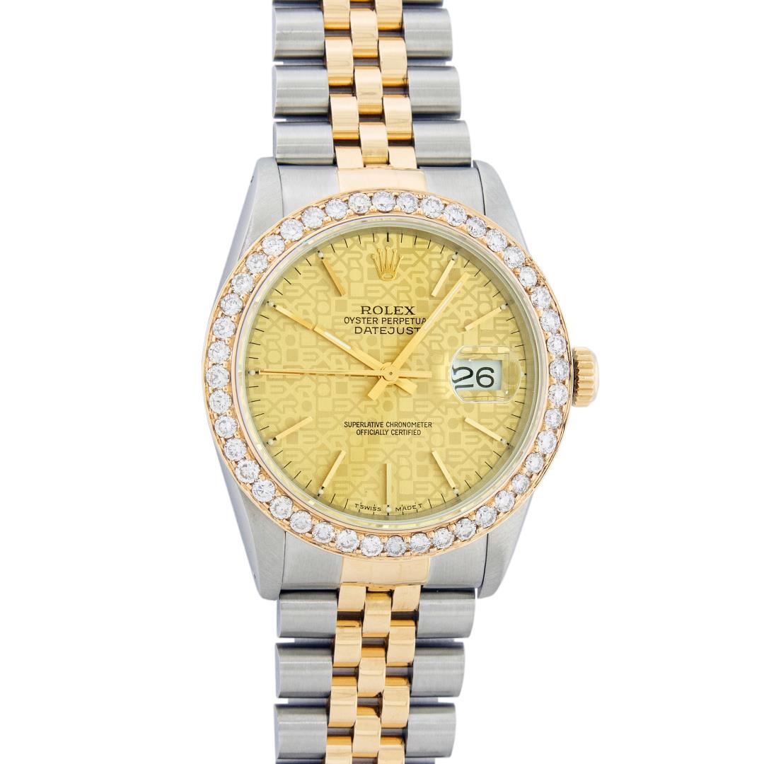 Rolex Men's Two Tone Champagne Jubilee 2.50 ctw Diamond Datejust Wristwatch