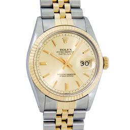 Rolex Men's Two Tone Champagne Index Datejust Wristwatch