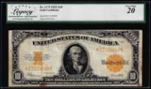 1922 $10 Gold Certificate Note Fr.1173 Legacy Very Fine 20