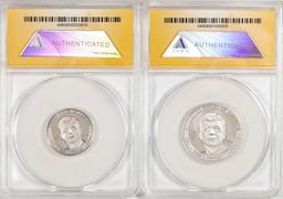 Set of 2014 Proof 1/4 oz & 1/2 oz Platinum JFK Apollo 11 Anniversary Medal ANACS MS69