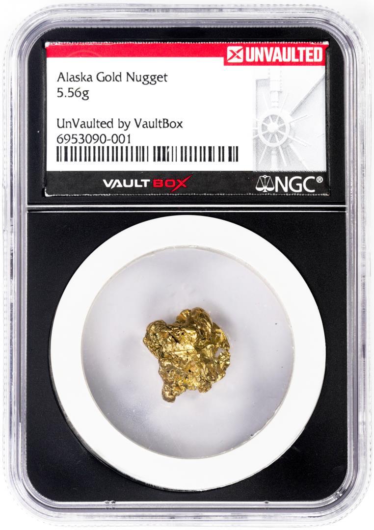 5.56 Gram Alaska Gold Nugget NGC Vaultbox Unvaulted