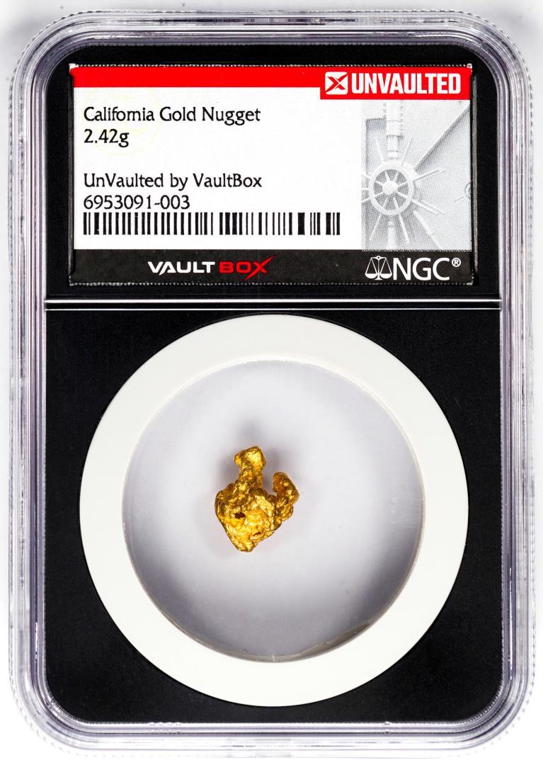 2.42 Gram California Gold Nugget NGC Vaultbox Unvaulted