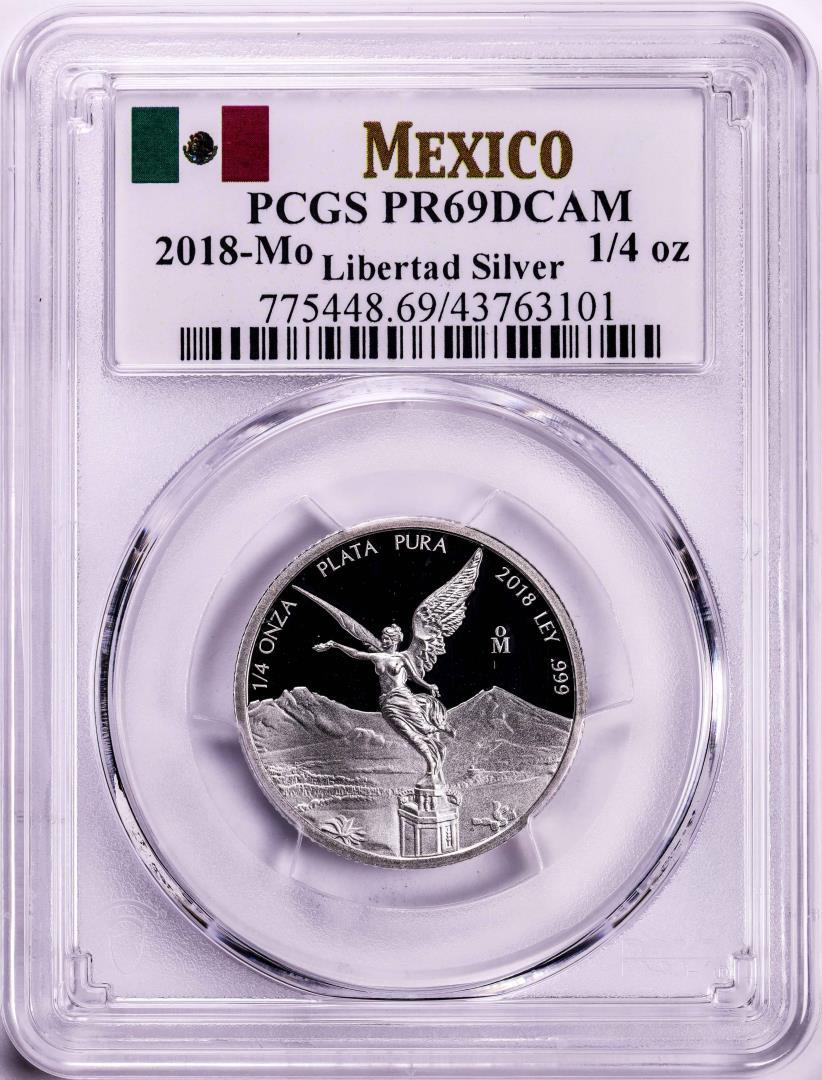 2018-Mo Mexico Proof 1/4 oz Silver Libertad Coin PCGS PR69DCAM