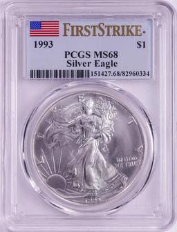 1993 $1 American Silver Eagle Coin PCGS MS68 First Strike