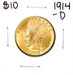 1914-D $10 Indian Head Eagle Gold Coin