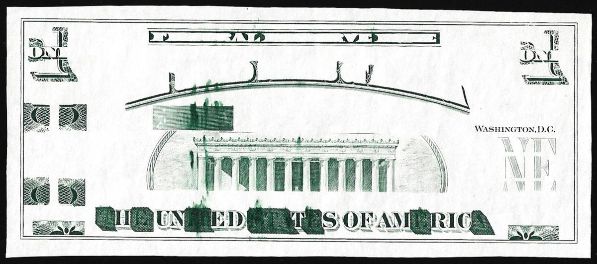 Circa 1970's Lincoln Memorial Giori Test Ink Smear Error Note