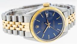 Rolex Men's Two Tone Blue Index Datejust Wristwatch