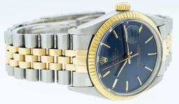 Rolex Men's Two Tone Blue Index Datejust Wristwatch