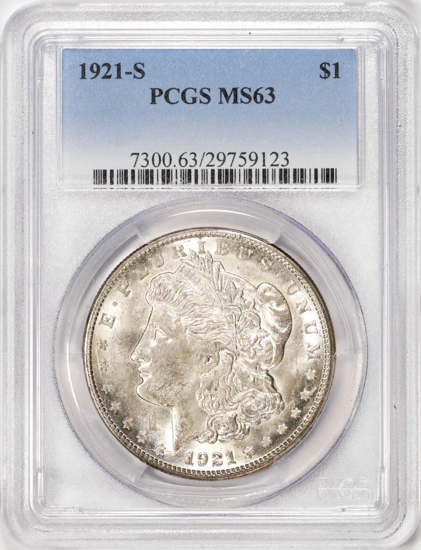 1921-S $1 Morgan Silver Dollar Coin PCGS MS63