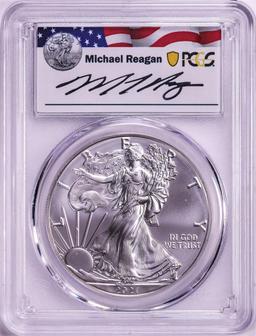 2021-(P) Ty.1 $1 American Silver Eagle Coin PCGS MS69 Reagan Signature First Day Issue