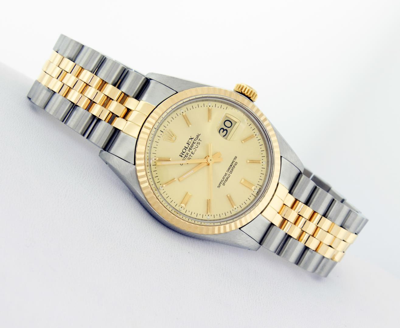 Rolex Men's Two Tone Champagne Index Datejust Wristwatch