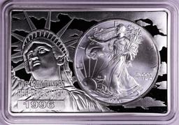 1996 $1 American Silver Eagle Coin & 2oz Silver Bar Set