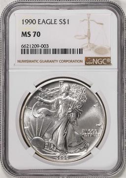 1990 $1 American Silver Eagle Coin NGC MS70