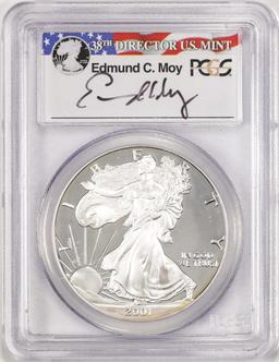 2001-W $1 Proof American Silver Eagle Coin PCGS PR69DCAM Edmund C. Moy Signature