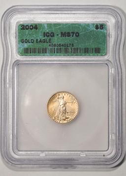 2004 $5 American Gold Eagle Coin ICG MS70