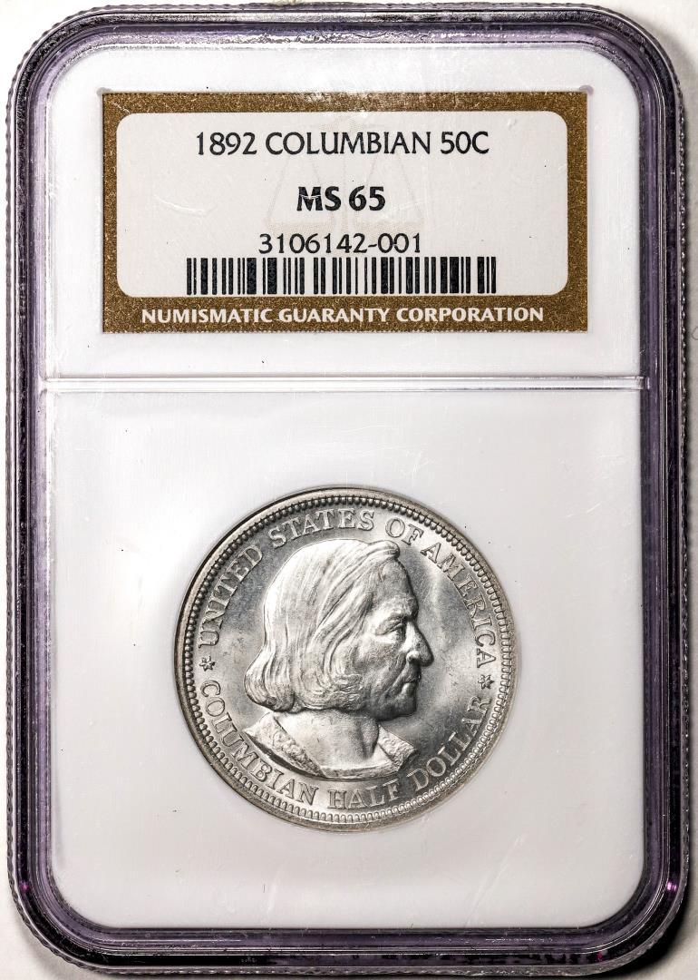 1892 Columbian Commemorative Half Dollar Coin NGC MS65 Blast White!