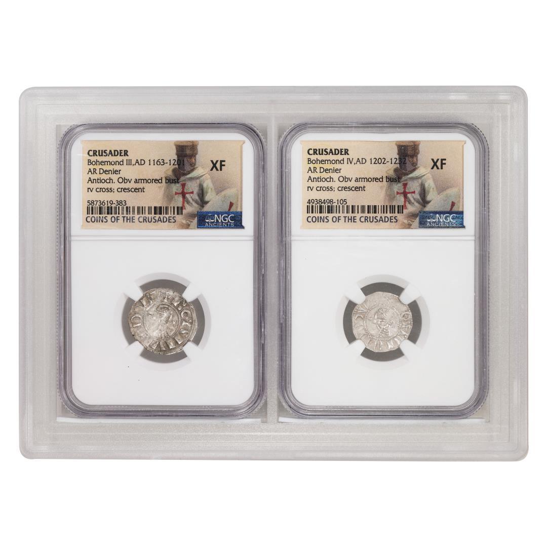 Bohemond III & IV AR Denier Coins of the Crusades Ancient Set NGC XF