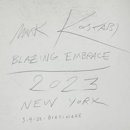 Mark Kostabi "Blazing Embrace" Original Mixed Media on Paper