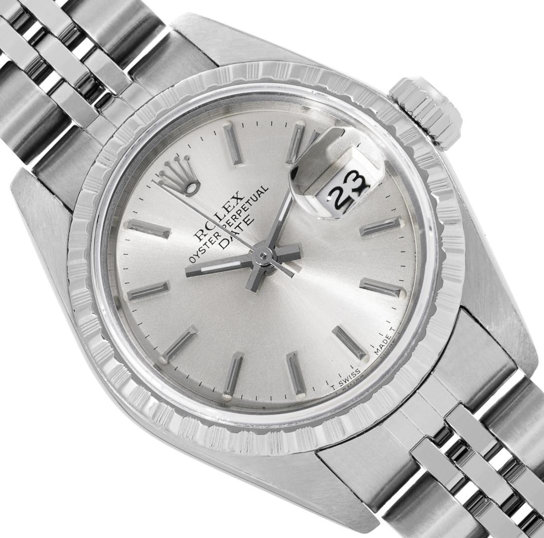 Rolex Ladies Stainless Steel Silver Index Date Wristwatch