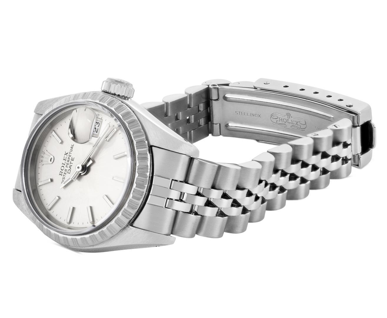 Rolex Ladies Stainless Steel Silver Index Date Wristwatch