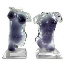 Shlomi Haziza "Male and Female Torsos" Acrylic Sculpture