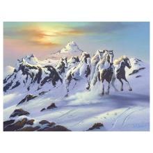 Jim Warren "Horses In The Snow" Limited Edition Giclee On Canvas