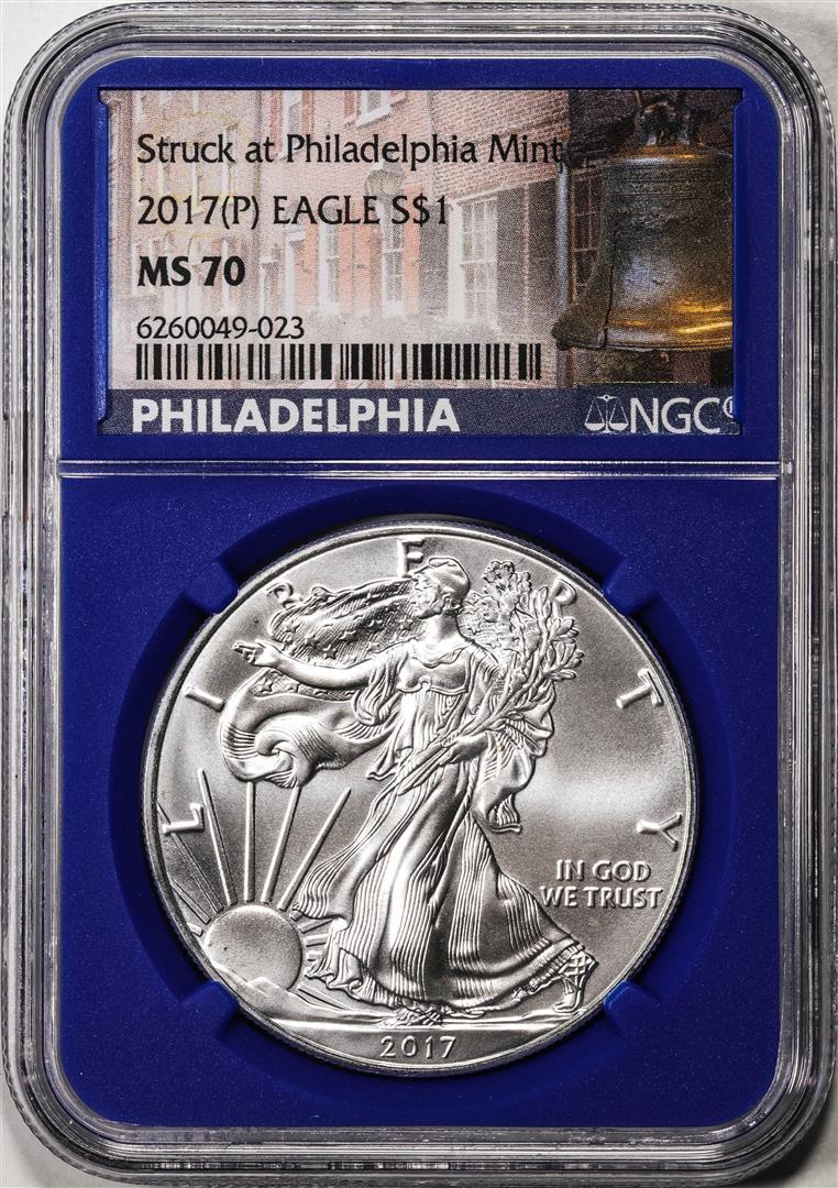 2017(P) $1 American Silver Eagle Coin NGC MS70 Struck at Philadelphia