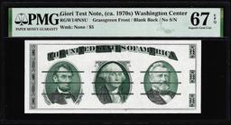 Circa 1970's Washington Center Giori Test Note PMG Superb Gem Uncirculated 67EPQ