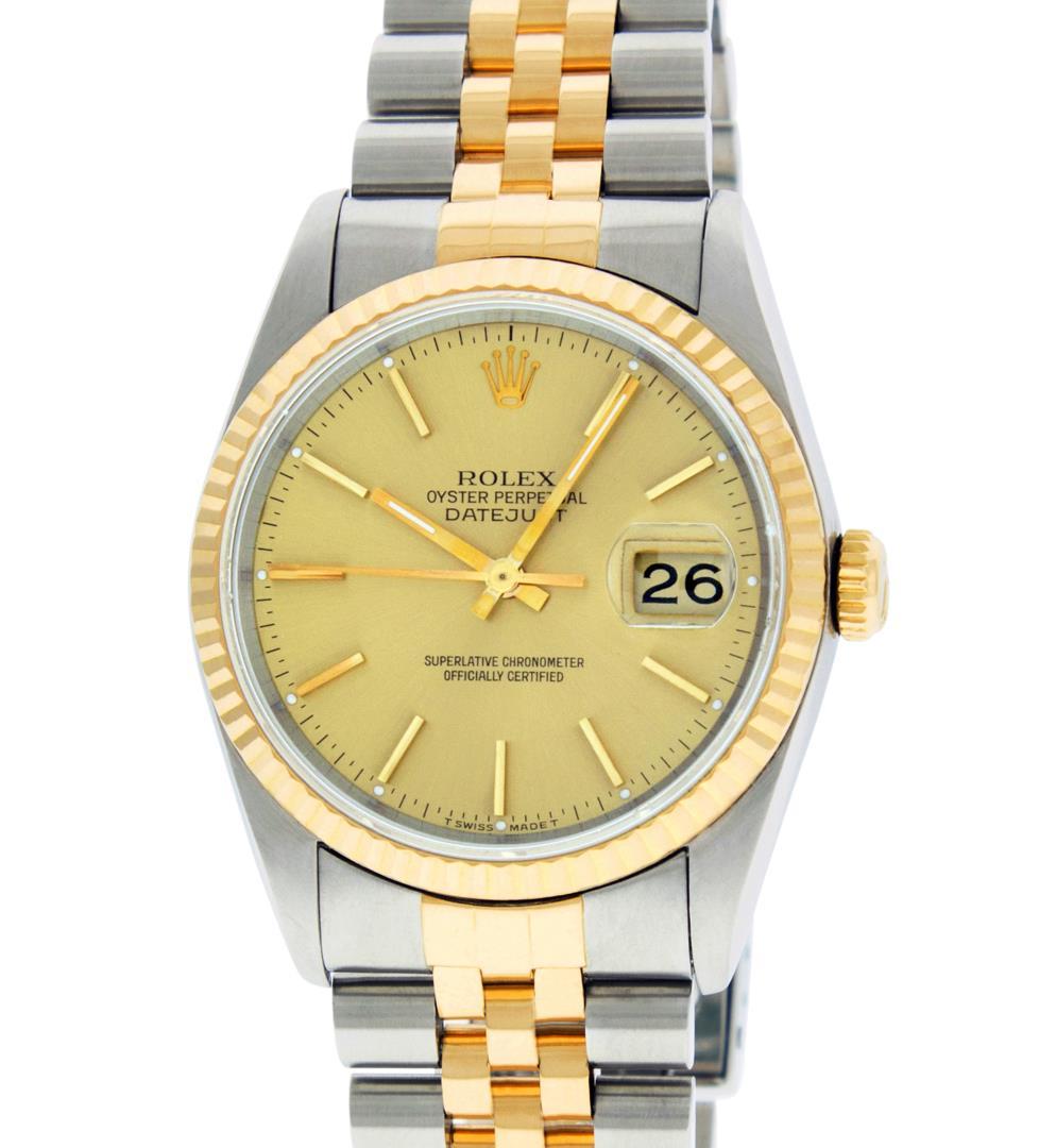 Rolex Men's Two Tone Champagne Index Datejust Wristwatch