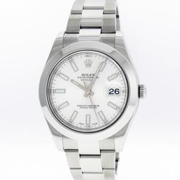 Rolex Men's Stainless Steel White Index Datejust 2 Wristwatch