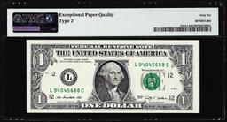 2009 $1 Federal Reserve Note Inverted Back ERROR Fr.1934-L PMG Gem Uncirculated 66EPQ