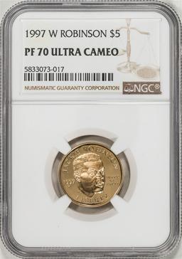 1997-W $5 Jackie Robinson Proof Commemorative Gold Coin NGC PF70 Ultra Cameo