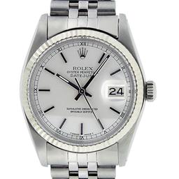 Rolex Mens Stainless Steel Silver Index Datejust Wristwatch