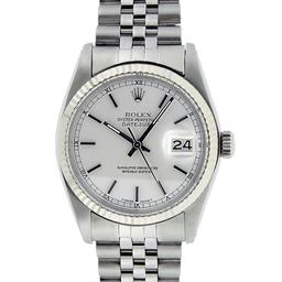 Rolex Mens Stainless Steel Silver Index Datejust Wristwatch