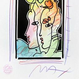 Peter Max "Two Profiles" Original Mixed Media on Paper