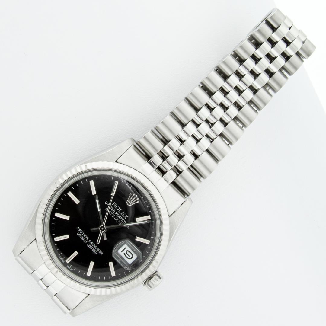 Rolex Mens Stainless Steel Black Index Datejust Wristwatch