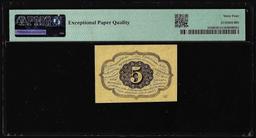 1862 First Issue 5 Cents Fractional Currency Note Fr.1230 PMG Ch. Uncirculated 64EPQ