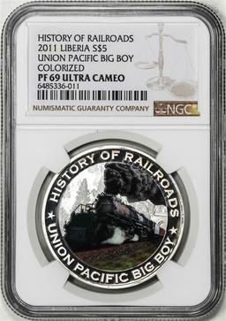 2011 Liberia $5 History of Railroads Union Pacific Big Boy Coin NGC PF69 Ultra Cameo