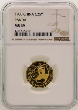 1985 China 25 Yuan Panda Gold Coin NGC MS69