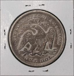 1872 $1 Seated Liberty Silver Dollar Coin